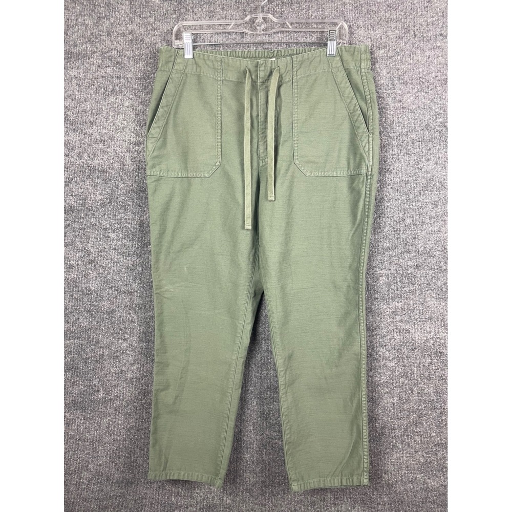 J. Crew Utility Pants Women's 8 Green Drawstring Elastic Waist Straight Leg